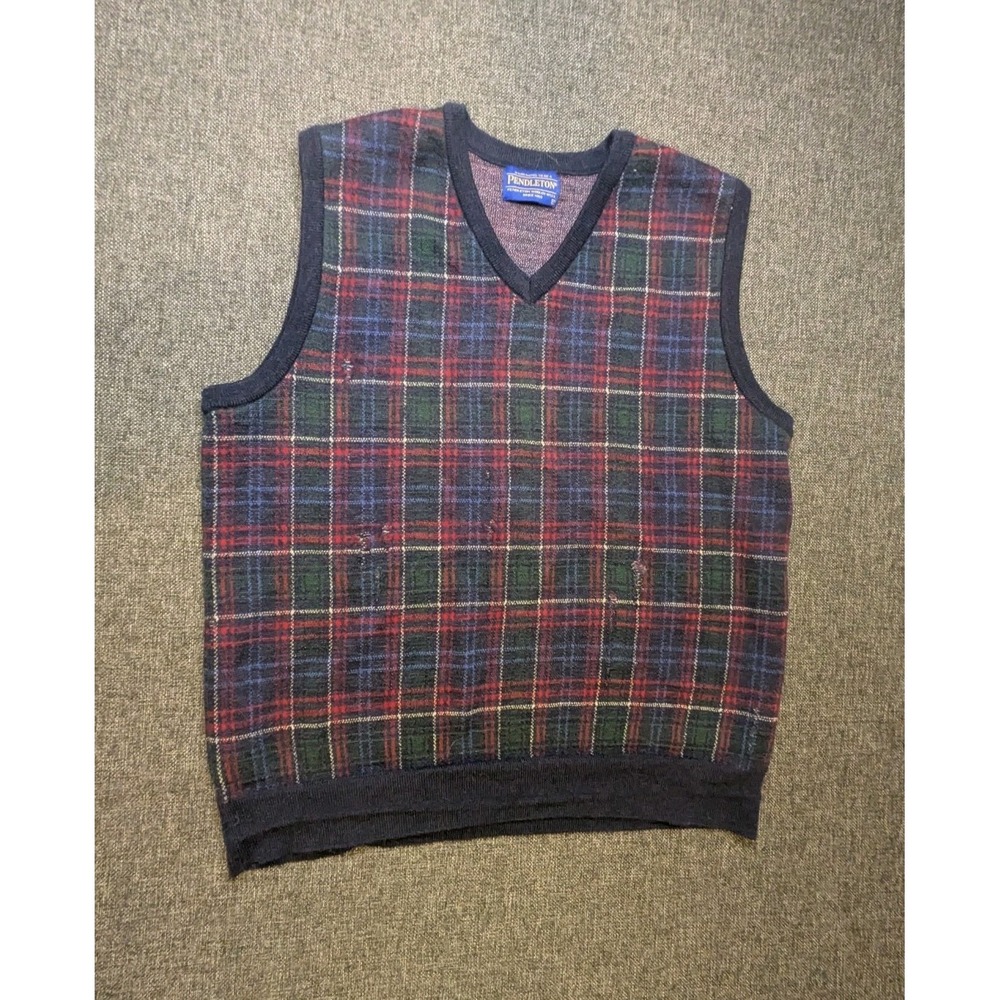 Pendleton Multi-Color Merino Wool Tartan Plaid Sweater Vest 2011 Size Large